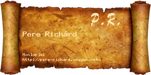 Pere Richárd névjegykártya